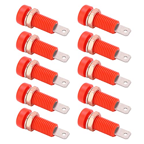 Image of 10pcs 4mm Banana Jack Socket Banana Jack Connector Panel Mount Binding Post Connector Adapter Panel for Electronic Instrument (Red)