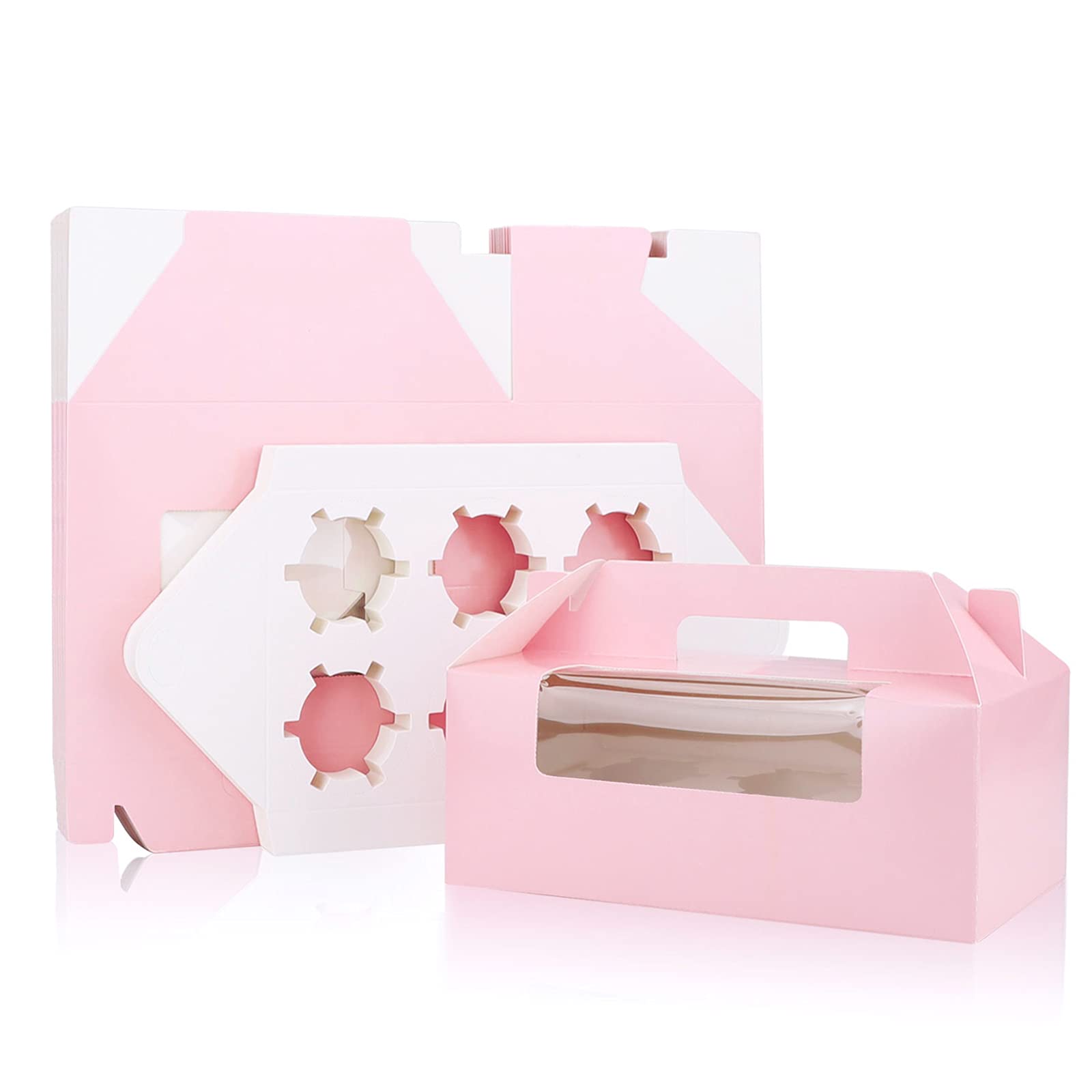 Boîtes à cupcakes de boulangerie emballage carton robuste rose