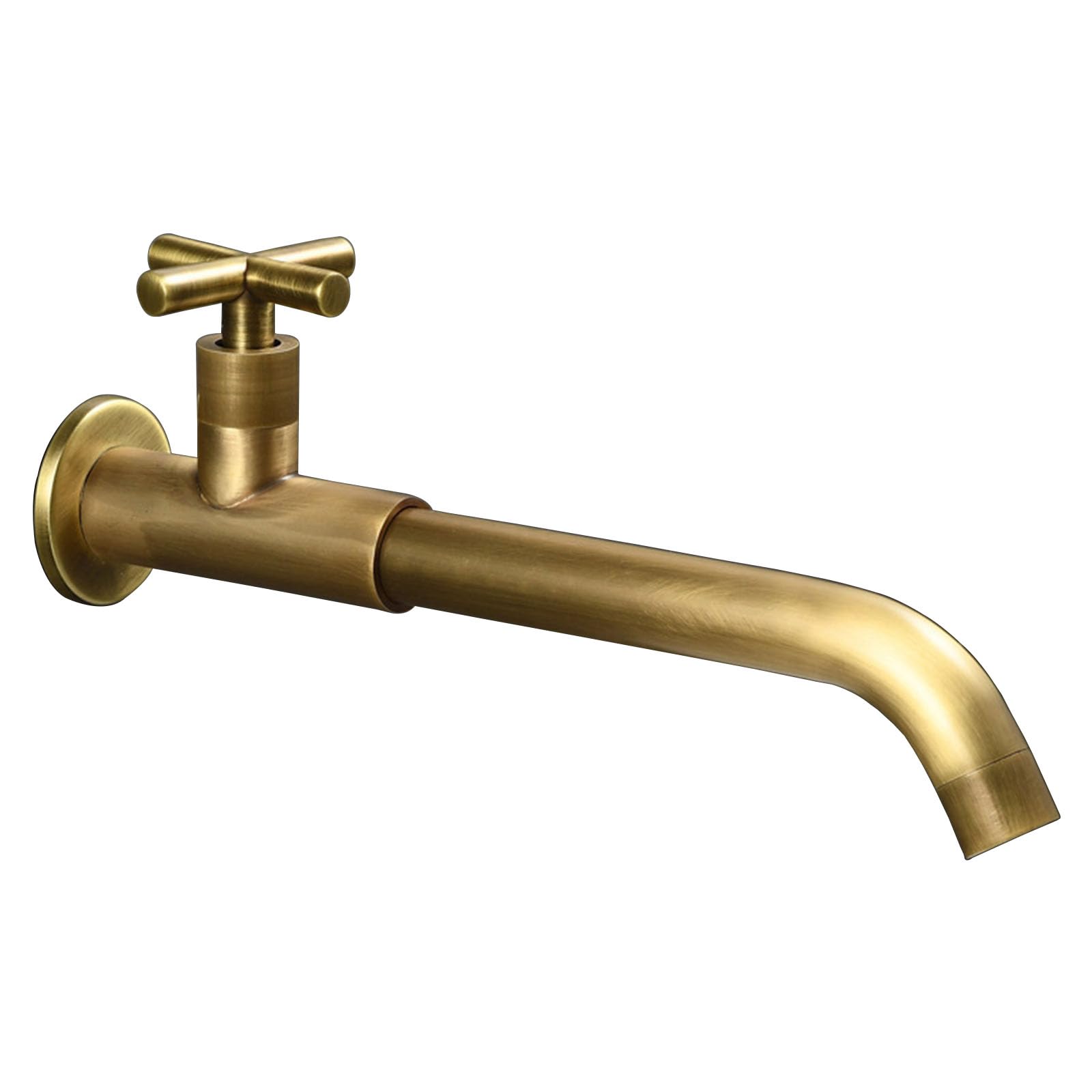 Grifos para Lavabos de Baño Antiguo Grifo de Fregadero de Latón Grifo de Lavabo Agua Fria de Pared Grifo Cocina Fregadero Caño Largo Grifo Giratorio,Color Antiguo,28Cm
