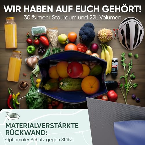 NATRYFE Fahrradtasche für Gepäckträger - 22L Volumen, 100% Wasserdicht & Robust - Mit Reflektoren...