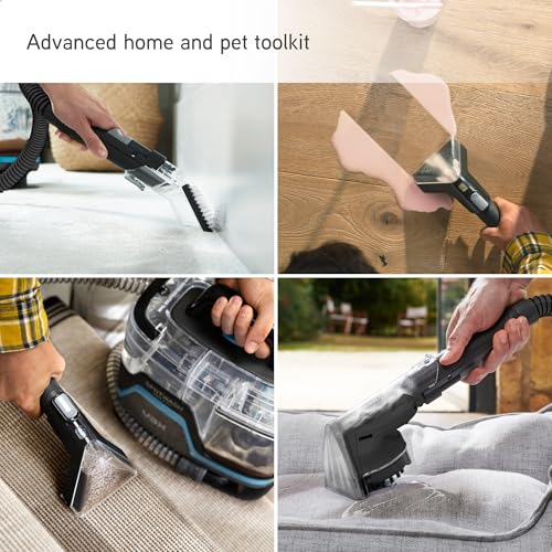 Vax SpotWash Home and Pet Spot Cleaner, Upholstery, Sofa, Stairs, Home, Car, Rug, Stain Cleaning Small Handheld Shampooer Machine, Additional Solution, SpinScrub and Tools, 4.5kg, Grey/Cyan, CDSW-MPDP