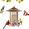 Bird Feeder, Heavy Duty Bird Feeders for Outdoors, Metal Iron Mesh Squirrel Proof with 3 Extra Feeding Ports,4LB Large Capacity Wild Birdfeeder for Outside Hanging Garden Yard Backyard