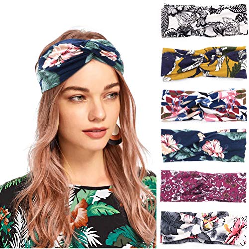Fantye 6 Pack Twist Knot Hair Wrap, Criss Cross Headband Vintage Cross Headband Boho Turban Hairbands for Women Girls