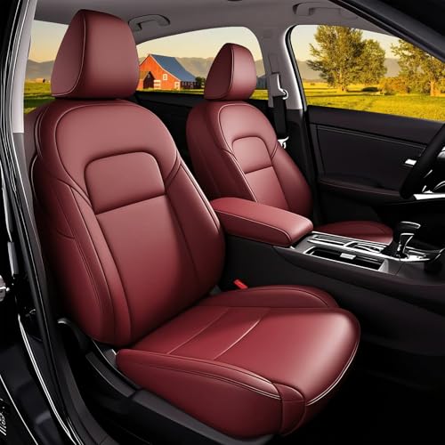 HKZ Custom Fit Civic Seat Cover Full Set for Honda Civic (Sedan 2022 2023 2024 Touring)&(Sedan 2025 Sport Touring),5-Seats Full Set,Leather Seat Protector(Burgundy)