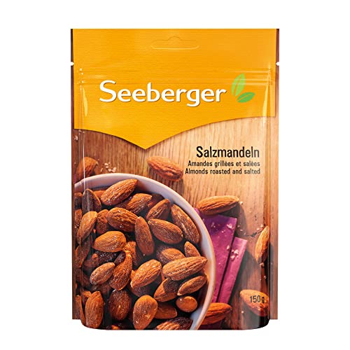 Seeberger Salzmandeln geröstet & gesalzen 5er Pack, Knackige Mandeln mit Salzmantel zum Snacken - leicht pikant im Geschmack - glutenfrei, vegan (5 x 150 g)