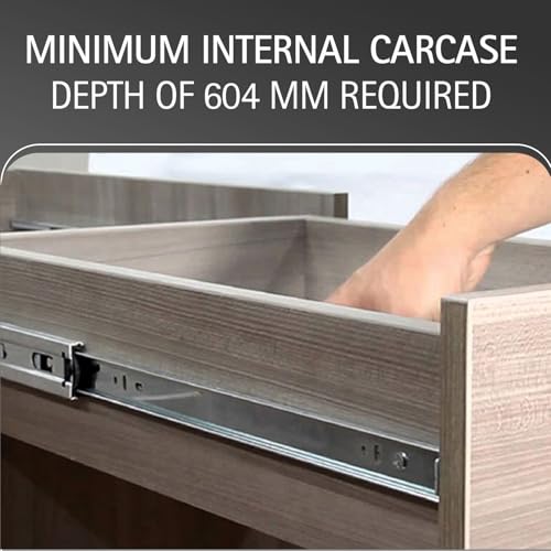Image of Hettich Telescopic Ball Bearing Channel KA 5632 /600mm | Zinc Finish, Normal Closing | Drawer Channel for Home, Kitchen & Wardrobe | Load Capacity 45 kg | Full Extension (Galvanised Steel, 2 Pcs)