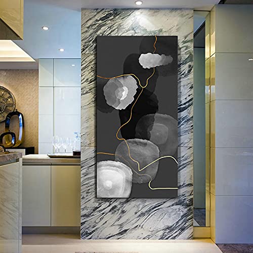Affiches imprime noir et blanc lignes dorées cuadros salon 40x80