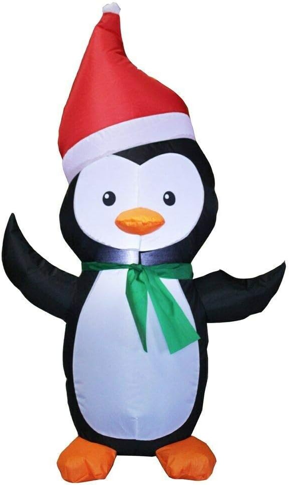 Quickdraw Christmas Light Up LED Penguin Self Inflatable 1m Tall Indoor Outdoor Garden Decoration