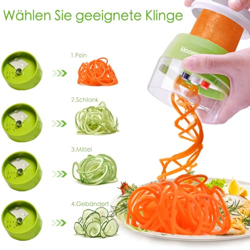 MOOREDLIFE Spiralschneider Gemüsehobel für Gemüsespaghetti, Zucchini, Karotte