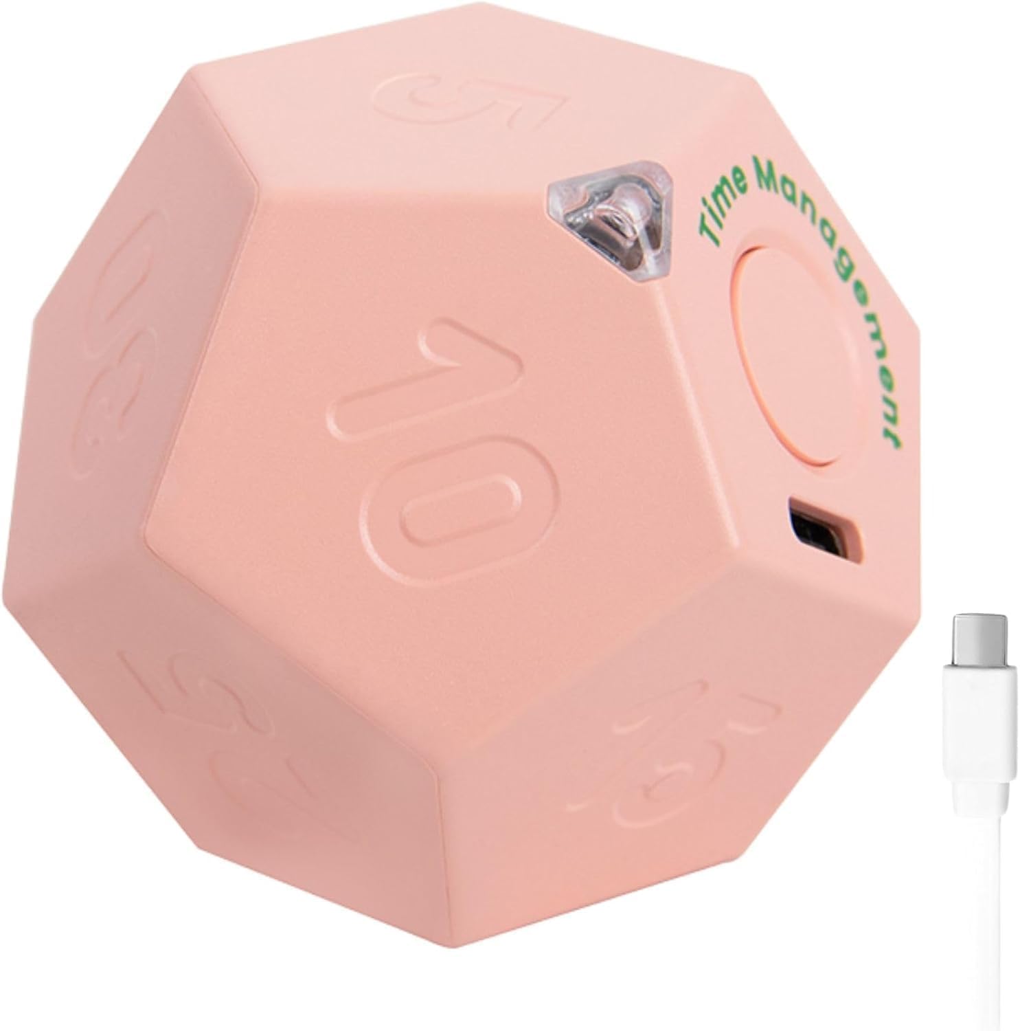 Cube Timer Rotating Productivity - Rechargeable Desk Productivity Timer, Pomodoro ， Sound Vibrate Light Alarm Flip for Time Management Kids ADHD (pink)
