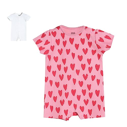 Image of miniklub Girls Pack of 2 Printed Pure Cotton Rompers