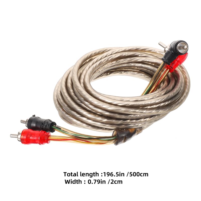 ULTECHNOVO Subwoofer Wire Kit, 196.5 Inches RCA Car Audio Cable for Stereo Amplifier Wiring Harness, Shielded Sound Cord Dual Plug Connector Adapter for Auto Vehicle Speaker Connection