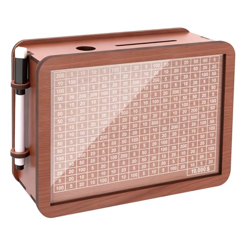Wooden Cash Money Savings Box,Piggy Bank for Kids Adults with Money Target and Numbers,10000 Savings Challenge Box,Boys Girls Savings Coin Bank,Cultivate Financial Management Habits