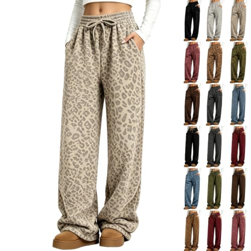 YMAMIYO Womens Leopard Pants Wide Leg Elastic Waist Loose Fit Lounge Pants - image 1
