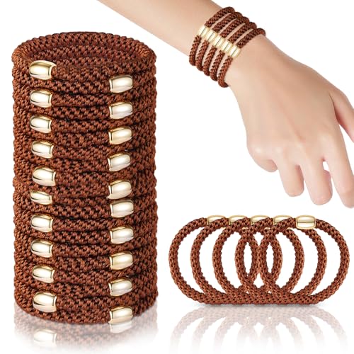 Image of FORENEE Hair Ties No Damage - 20PCS Ponytail Holders - Elastic Hair Ties for Thick Hair - Braided Hair Bands for Women Girls's Hair - Brown