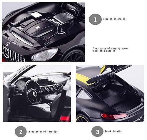 Image of Invite Enterprise Exclusive Alloy Metal Pull Back Die-Cast Car 1:32 Merecdes Amg Gtr Diecast Metal Pullback Toy Car With Openable Doors, Light Music Boys Gifts Toys For Kids(1:32 Amg Gtr - Black /Red)