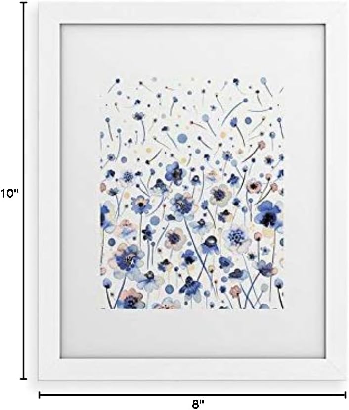 Deny Designs Ninola Designs Framed Art Print, White Classic (8" x 10"), Ink Flowers Soft Blue
