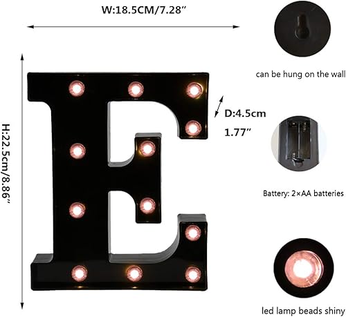 Miniatura 5 de OYCBUZO - Letrero de letras de carpa del alfabeto negro con luz LED para marquesina con número de luces para luz nocturna, barra de hogar, lámpara