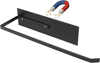 Black Paper Towel Holder, Magnetic Paper Towel Holder for Fridge, Toilet Paper Roll Holder Magnet Towel Rack Wall Mount Fridge Organizer for Paper Towels Rolls Bathroom Pantry RV Kitchen Storage