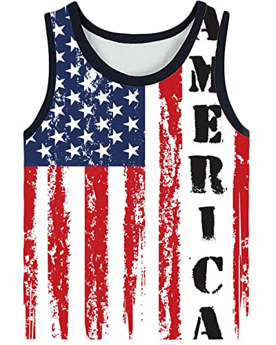 Toddler Boy Girl 4th of July Tank Cotton Kids American Flag Shirts Patriotic Outfit Independence Day Tees Top