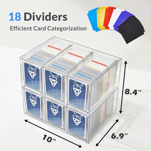 Image of DEEIF 6 Drawer Trading Card Storage Box, 2200+ Cards Organizer with Divider, Clear Stackable Drawers for TCG, MTG, PTCG, Sports Cards (6 Drawer Card Box)