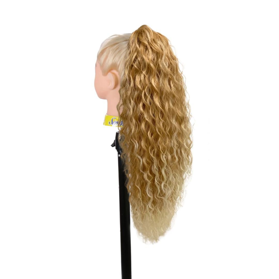 Ser Mulher Coda Di Cavallo Extension CAROL, Capelli Ricci, 70 cm (T27-613 Honey Platinum Blonde Degradee)