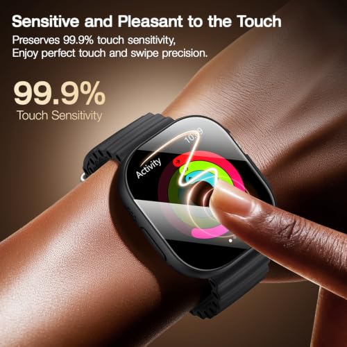 Image of LK Case for Apple Watch Ultra 3 /Ultra 2 /Ultra 49mm with Screen Protector | Touch Sensitive Ultra-Thin Bumper Full Protective Cover Hard PC Case Tempered Glass for iWatch 49mm, Black