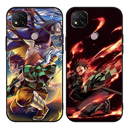 2 Pièces Coque pour Xiaomi Redmi 9C 4G/Redmi 9C NFC 6.53'' avec Anime Demon Slayer Nezuko Tanjirou Kamado Cover Funny 3D Motiv Case Doux Antichoc Silicone Housse Étui de Téléphone pour Redmi 9C 4G Cover