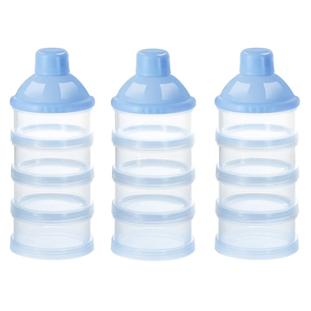 Accmor Formula Dispenser On The Go, 4 Compartments Stackable Formula Container for Travel, Baby Milk Powder Kids Snack Container, BPA Free ﻿