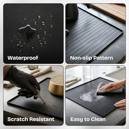 Image of 2 PC Washer and Dryer Topper Protector Mat 25 inchx25 inch, Laundry Washing Machine Top Cover Non-Slip, Waterproof, Silicone Large Washer and Dryer Covers for Top, (Dark-Grey Onyx) Dryer Top Protector Mat