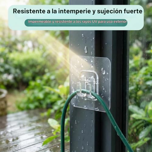 Miniatura 4 de Paquete De 50 Ganchos Adhesivos Para Pared Y Luces De Cadena Al Aire Libre, Impermeables Y Resistentes A Rayos Uv, Instalación Sin Herramientas Y Sin Daños, Ideal Para Decoración Navideña Patio Balcón