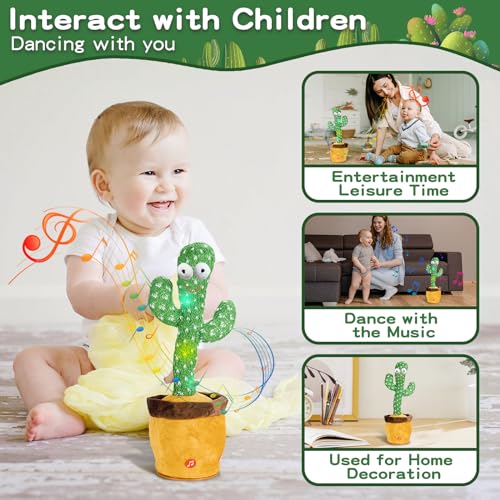 image for JAKCJFII Dancing Talking Cactus Baby Toys Boy Girl Gifts, Singing Mimi