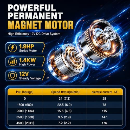 VAROXEN 4500LBS 12V DC Electric Winch, Waterproof Heavy Duty Steel Cable Recovery Winches with Wired Remote, Roller Fairlead & Mount Bracket for ATV UTV Boat Trailer Off Road Towing Vehicle Rescue - 2