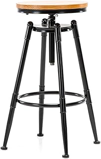 SZYW Taburete De Bar Vintage Taburete Giratorio Redondo De Madera Sillas De Bar Industrial Silla De Comedor Regulable En Altura, Juego De 1