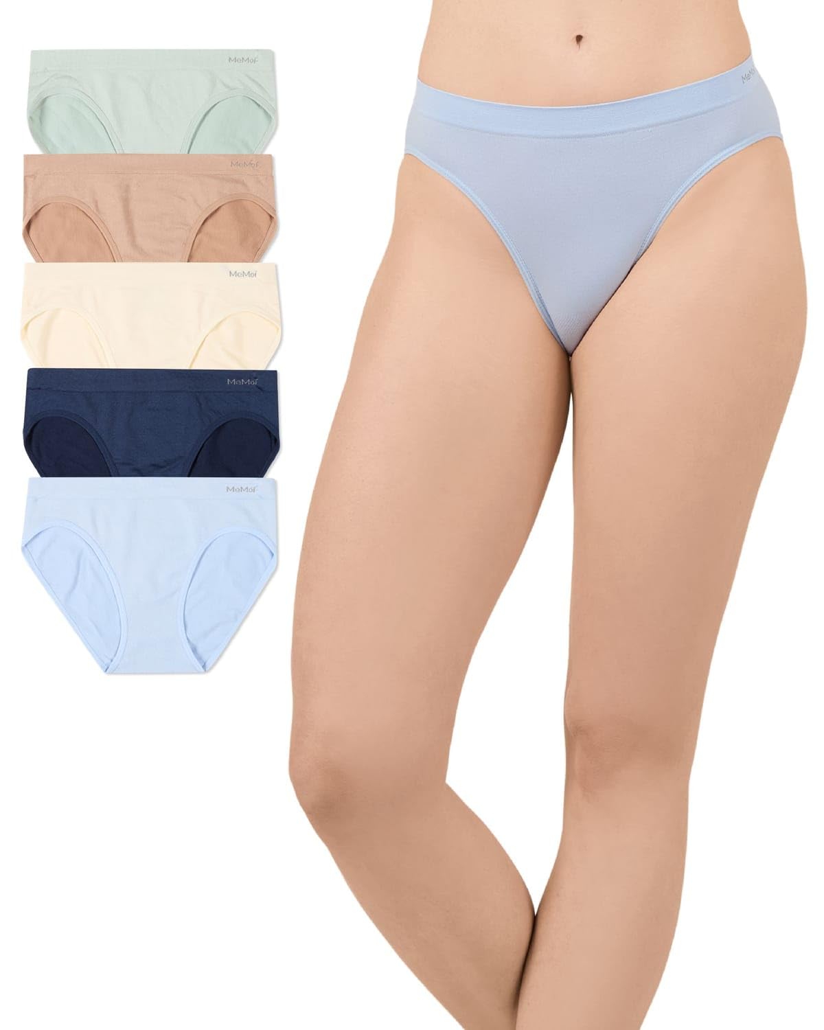 MeMoi Women's Seamless Bikini Panties 5 Pack, No Show Underwear