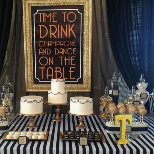 Image of TONIFUL 8 Inch Gold Glitter Letter T Table Centerpiece A-Z Gold Birthday Party Decorations,Gold Alphabet T for Birthday,Chrismas,Graduation,Bridal Shower,Wedding,Anniversary Party Supplies