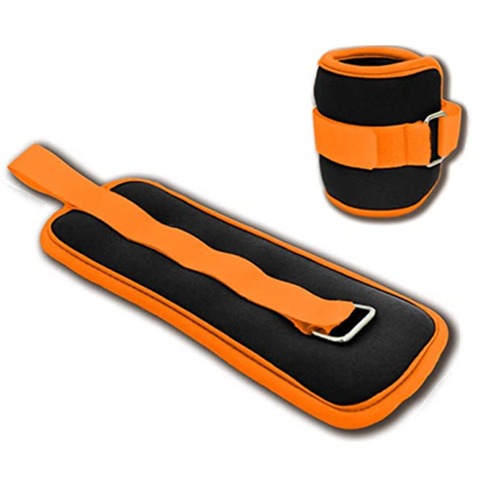 1Pair Mano Polso Gamba Braccio Caviglia Pesi Attrezzatura Esercizio con Cinghie Regolabili per Camminare Fitness Palestra Yoga Pilates Aerobica,Arancia,2KG
