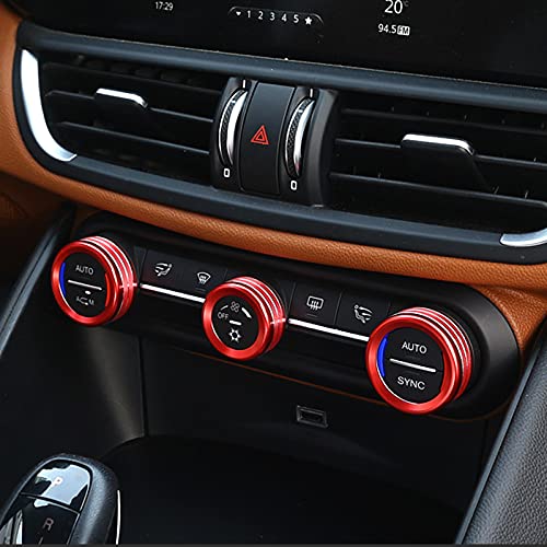 Image of 3PCS Car AC Knob Trim Air Conditioner Audio Cover Rotary Decoration Ring Sticker Decal fit for Alfa Romeo Giulia 952 Stelvio 949 2016 2017 2018 2019 Interior Accessories