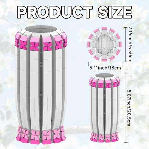 aphpaio Pink Vase for Flower Sets 10347, 10280, 10328, 10342, Perfect for Displaying Artificial Flowers, Valentine's Day for Women, Girls, and Adults (Vase Only) - image 6
