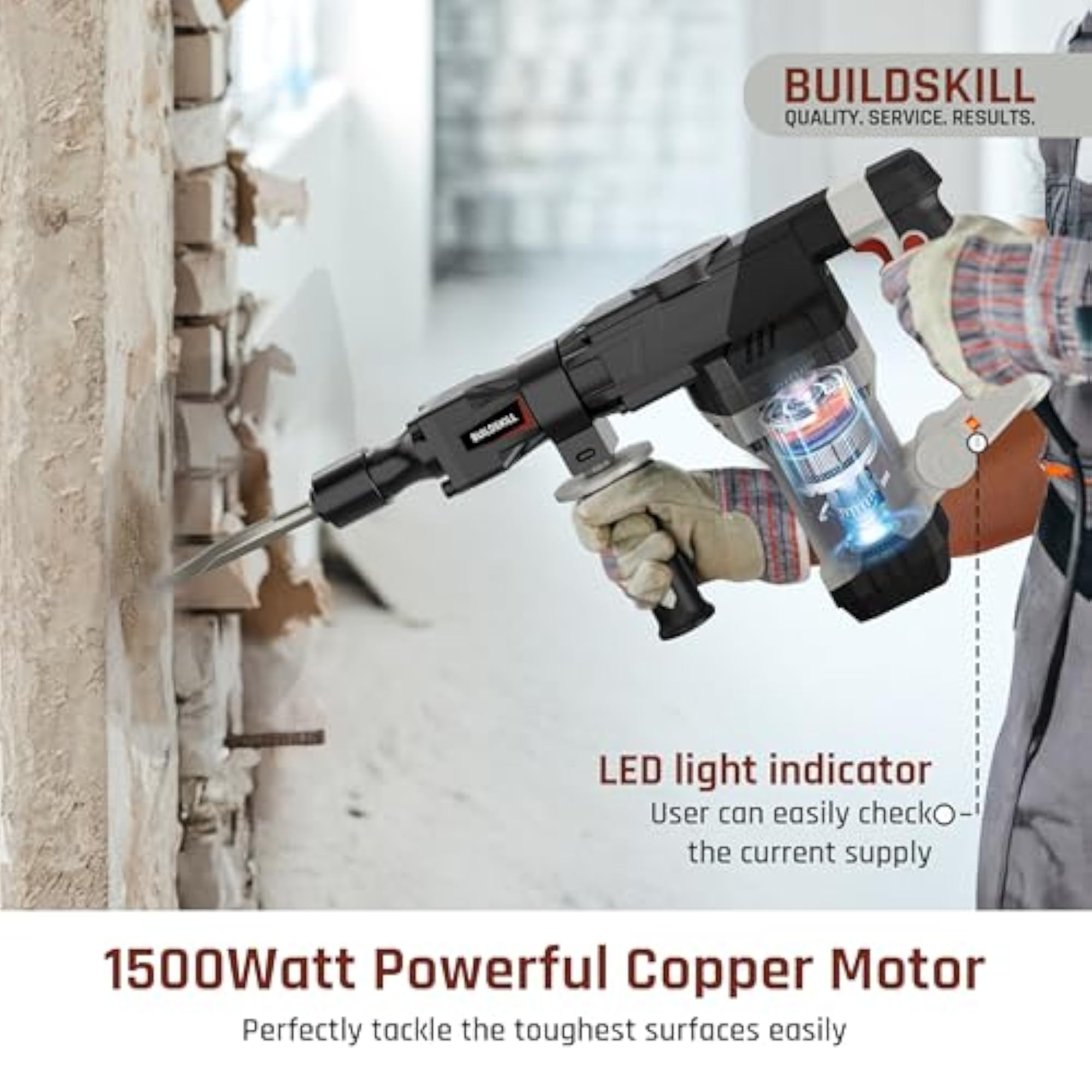 6.5kg Demolition Hammer with 1500W Copper Motor