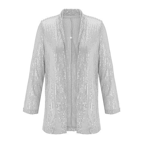 Sequin Jackets for Women Glitter Sparkly Jacket Cardigans Long Sleeve Open Front Blazer Ladies Evening Party Blazers2