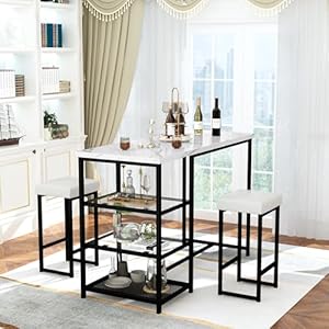 Awqmdiningtablesetfor2kitchenislandwithseatingbartablesetwithstoragefauxmarblekitchentableandchairssetwith2stoolsforsmallspacediningroomkitchenblackwhite Urban Country Home Decor Awqm dining table set for 2 kitchen island with seating bar table set with storage faux marble kitchen table and chairs set with 2 stools for small space dining room kitchen blackwhite urban country home decor