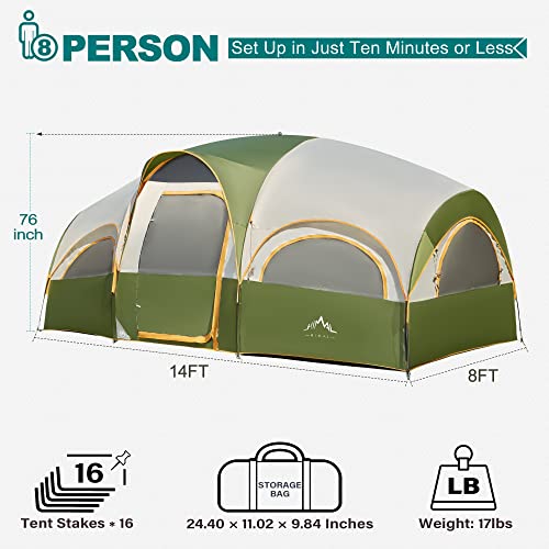 8-Person-Tent-for-Camping-Waterproof-Windproof-Family-Tent-with-Rainfly-Divided-Curtain-Design-for-Privacy-Space-Portable-with-Carry-Bag