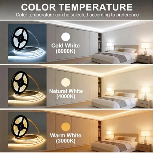 Tira LED COB 24V 6000K 16.4ft Luz Fría Dimmable miniatura 7