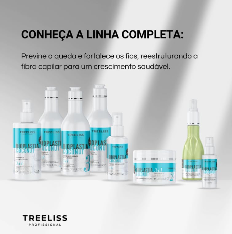 Tree Liss Bioplastia Coconut 3x1 Gloss Activator 120Ml Intense Shine Silky Soft Thermoprotector Keratin Coconut Oil