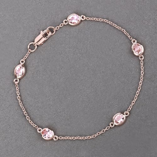 Genuine Morganite Bracelet in 18k Rose Gold Bracelet Morganite Jewelry For Women 1.75 Carats Oval Shaped Gemstones Real Rose Gold Jewelry For Women3