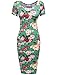 HOTOUCH Women Floral Print Knee Length Bodycon Stretchy Tube Dress Green S