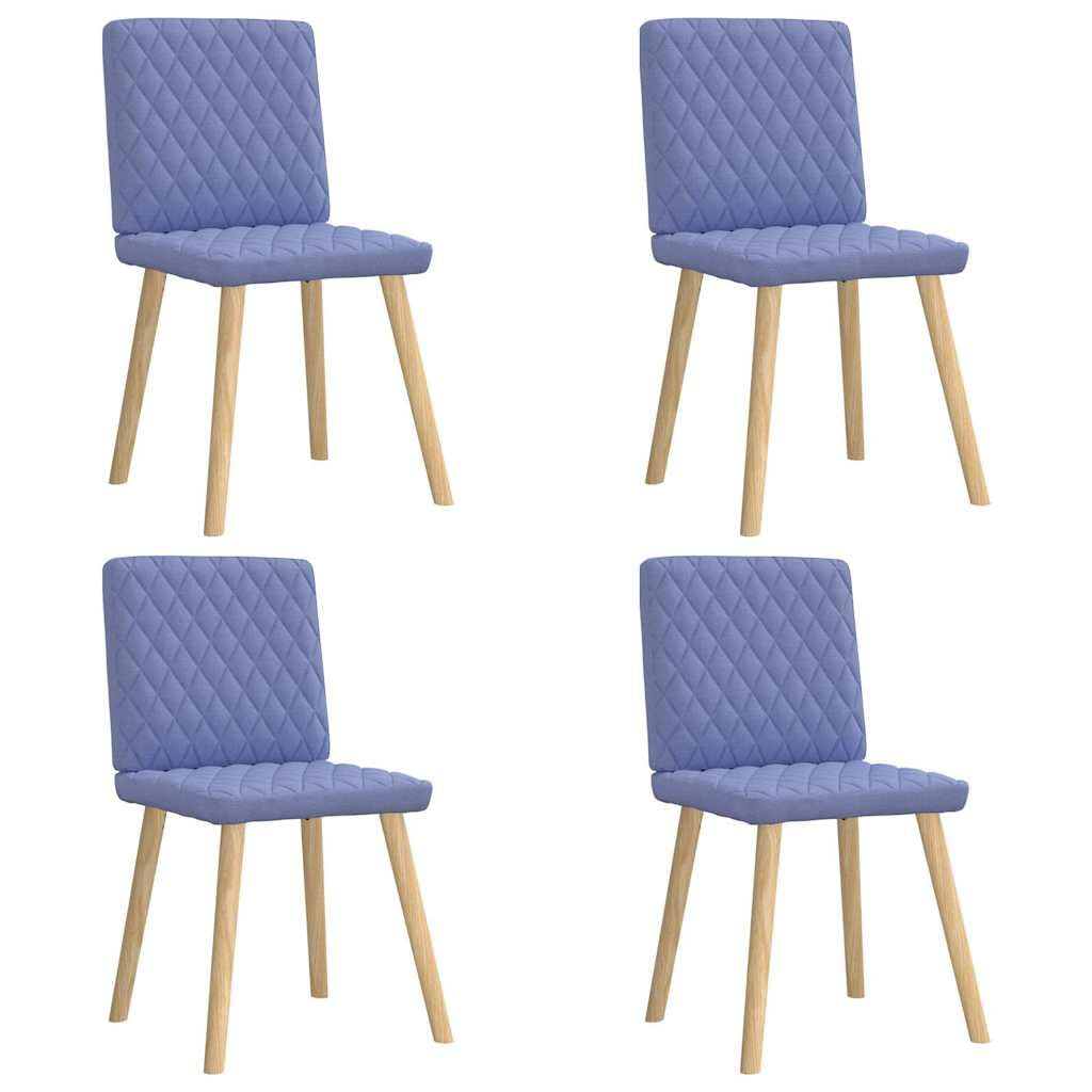 Juego de 4 sillas de comedor de tela azul vaquera, elegantes sillas tapizadas con suave funda de poliéster, resistente estructura de metal y madera y asiento cómodo para el comedor,