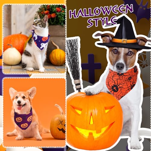 Image of Abbylike 50 Pcs Halloween Dog Bandanas Bulk, Pumpkin Ghost Bat Skull