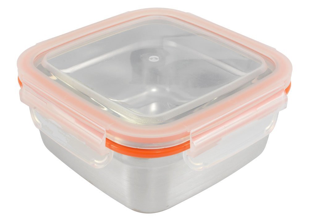 SQUARE Stainless Steel Food Container (Size: LARGE) - Perfect For Large Lunches (Leak Proof/Dishwasher Safe/Reusable/Food Safe/Metal/BPA Free)